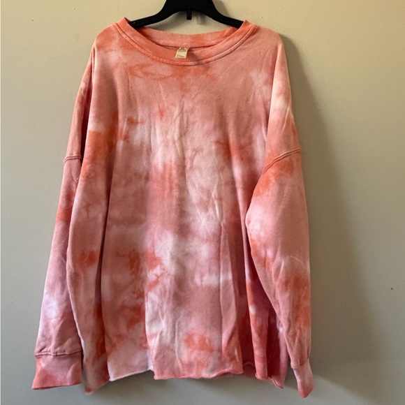 GreenTea Tops - GreenTea Pink Tie-Dye Sweatshirt
